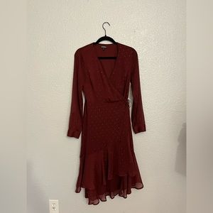 Women’s long sleeve v neck wrap maxi dress